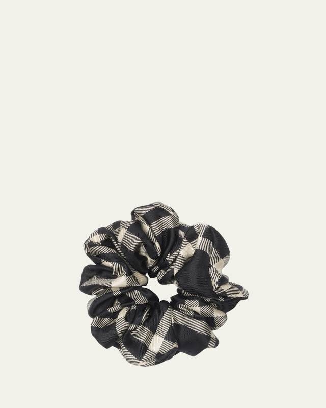 Check-Print Silk Scrunchie